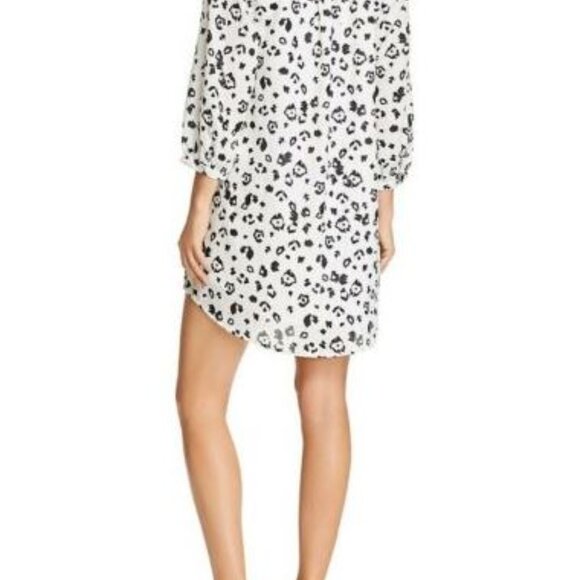 AQUA Smocked Animal Print Hi-Low Shirt Dress NWOT - Picture 3 of 3